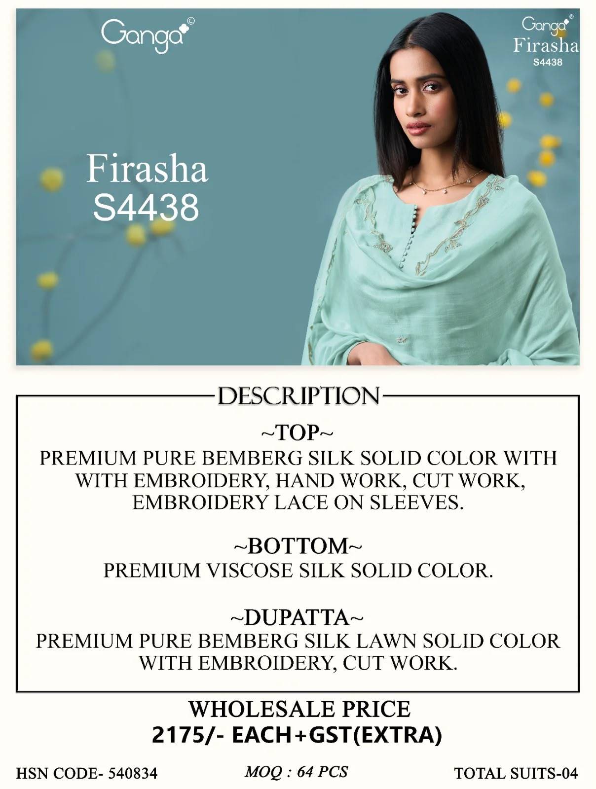 FIRASHA 4438 Series By GANGA FASHION Stylish Beautiful Colourful Silk Dresses At Wholesale Price